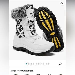 EARLDE,sz9, white waterproof lace up snow boot ,treadNEW